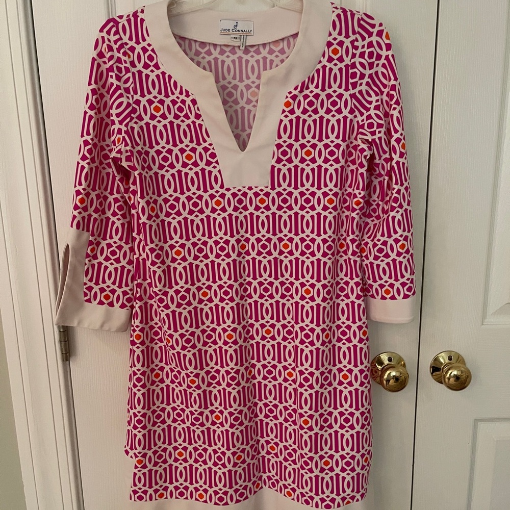 Jude Connally Pink Geometric Pattern Dress
